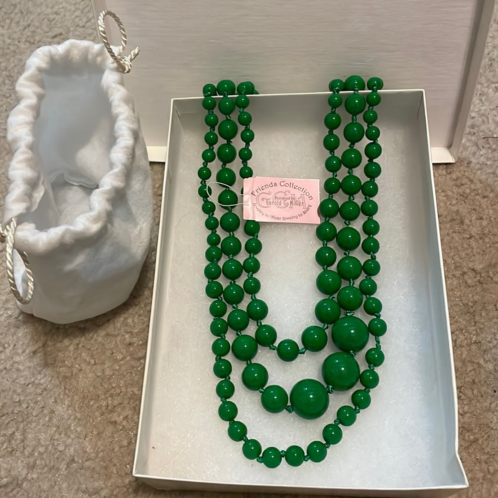 Garold C Miller Green Three Ring Necklace